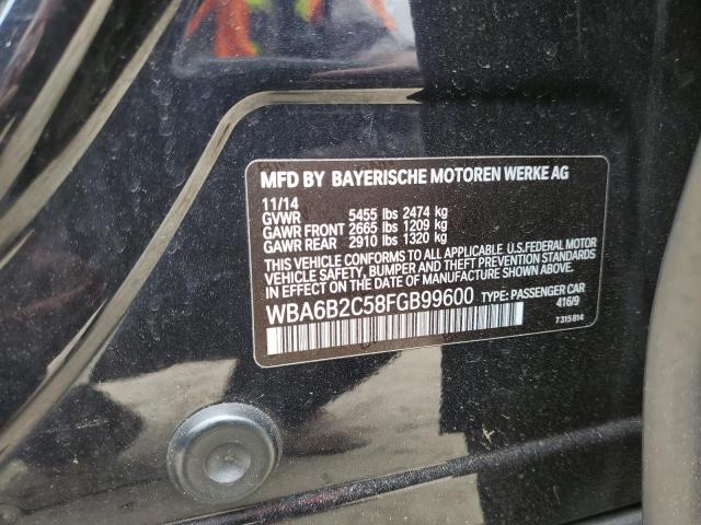 WBA6B2C58FGB99600 - 2015 BMW 650 I GRAN COUPE BLACK photo 12