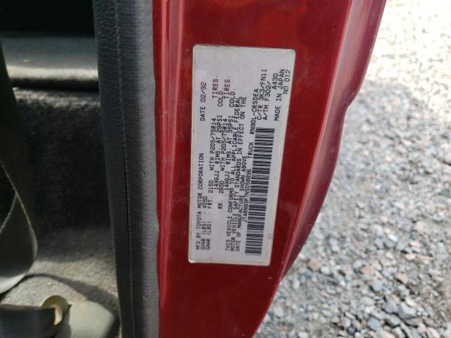 JT4RN93P7N5058896 - 1992 TOYOTA PICKUP 1/2 TON EXTRA LONG WHEELBASE DLX RED photo 13