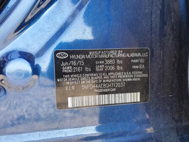 5NPDH4AE8GH712037 - 2016 HYUNDAI ELANTRA SE BLUE photo 12