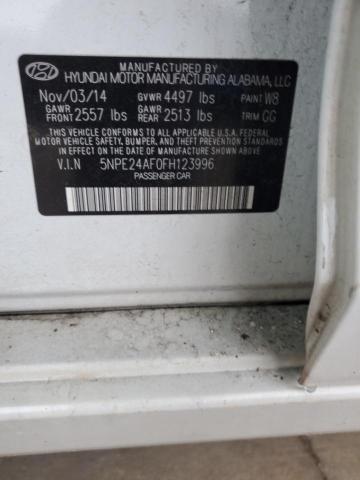 5NPE24AF0FH123996 - 2015 HYUNDAI SONATA SE WHITE photo 12