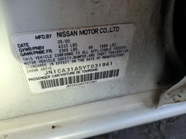 JN1CA31A5YT031941 - 2000 NISSAN MAXIMA GLE WHITE photo 12