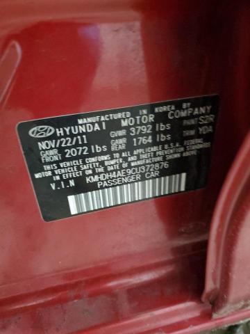 KMHDH4AE9CU372876 - 2012 HYUNDAI ELANTRA GLS BURGUNDY photo 12