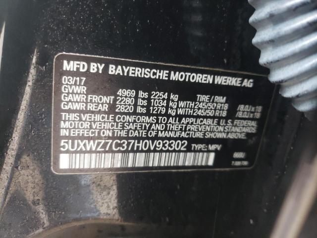 5UXWZ7C37H0V93302 - 2017 BMW X3 SDRIVE28I BLACK photo 12