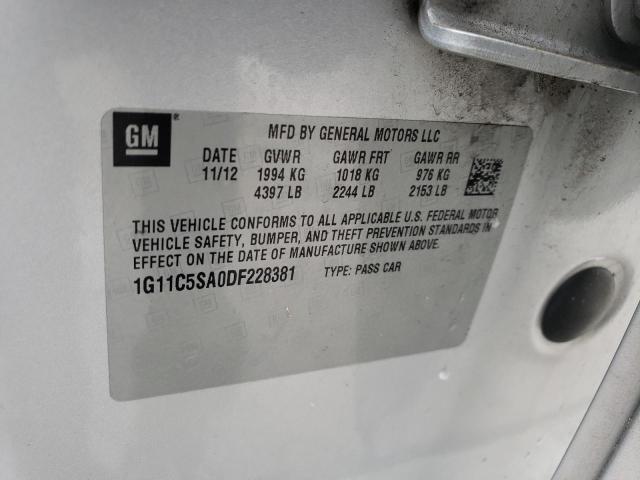 1G11C5SA0DF228381 - 2013 CHEVROLET MALIBU 1LT 银色 照片 12