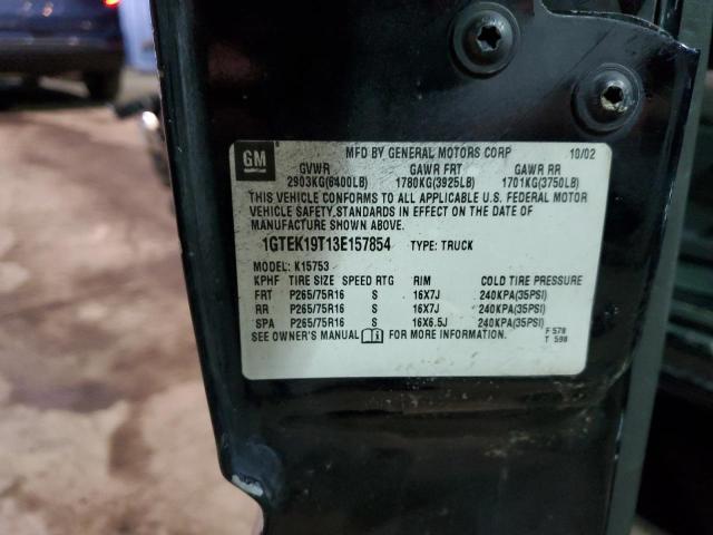 1GTEK19T13E157854 - 2003 GMC NEW SIERRA K1500 BLACK photo 13