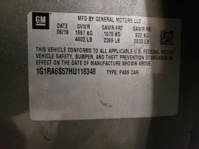 1G1RA6S57HU118348 - 2017 CHEVROLET VOLT LT GRAY photo 12