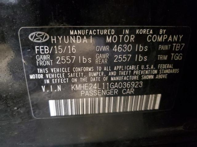 KMHE24L11GA036923 - 2016 HYUNDAI SONATA HYBRID BLACK photo 12