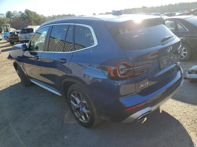 5UX53DP09N9J36588 - 2022 BMW X3 XDRIVE30I BLUE photo 2