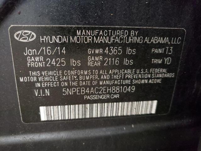 5NPEB4AC2EH881049 - 2014 HYUNDAI SONATA GLS BLUE photo 12