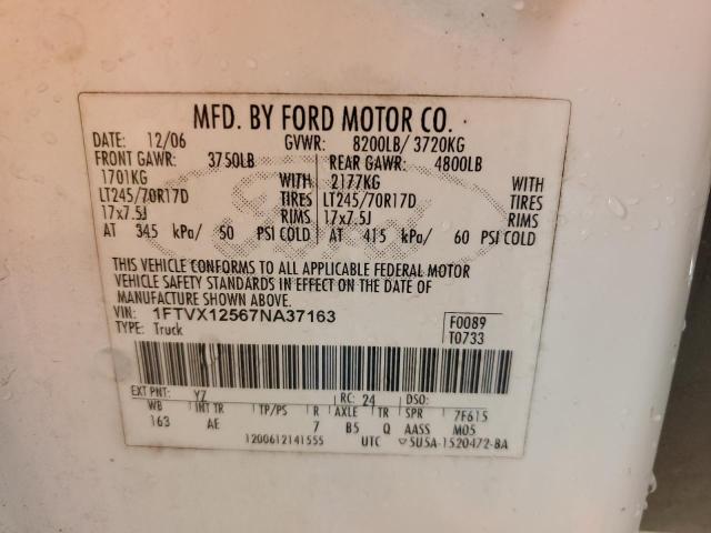 1FTVX12567NA37163 - 2007 FORD F-150 TWO TONE photo 12