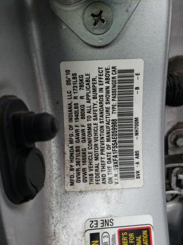 19XFA1F55AE059988 - 2010 HONDA CIVIC LX SILVER photo 12