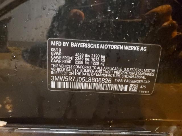 3MW5R7J05L8B06826 - 2020 BMW 330XI BLACK photo 12