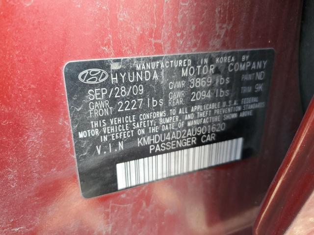 KMHDU4AD2AU901620 - 2010 HYUNDAI ELANTRA BL MAROON photo 13