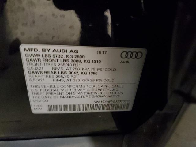 WA1C4AFY5J2076835 - 2018 AUDI SQ5 PRESTIGE BLACK photo 13