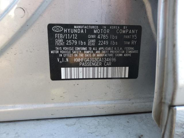 KMHFG4JG3CA134696 - 2012 HYUNDAI AZERA GLS SILVER photo 12