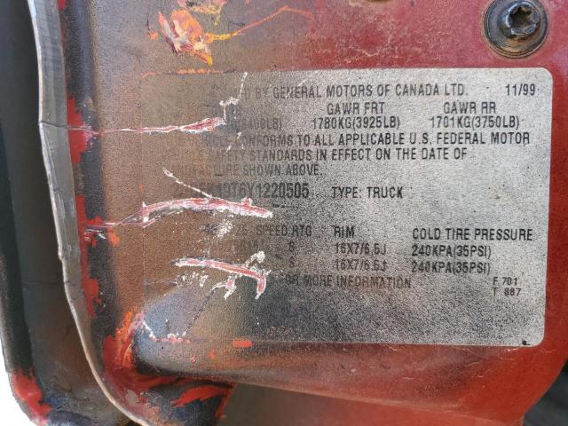 2GCEK19T6Y1220505 - 2000 CHEVROLET SILVERADO K1500 RED photo 12