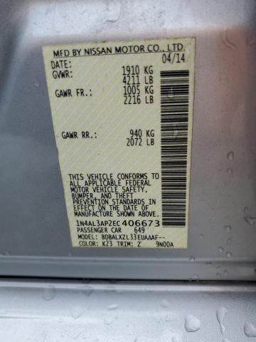 1N4AL3AP2EC406673 - 2014 NISSAN ALTIMA 2.5 SILVER photo 12