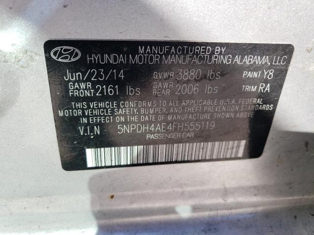 5NPDH4AE4FH555119 - 2015 HYUNDAI ELANTRA SE SILVER photo 12