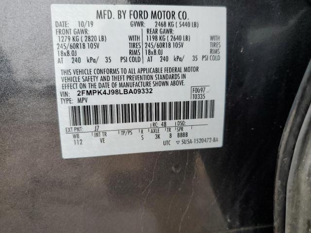 2FMPK4J98LBA09332 - 2020 FORD EDGE SEL GRAY photo 14