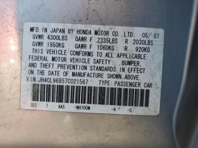 JH4CL96857C021567 - 2007 ACURA TSX SILVER photo 12