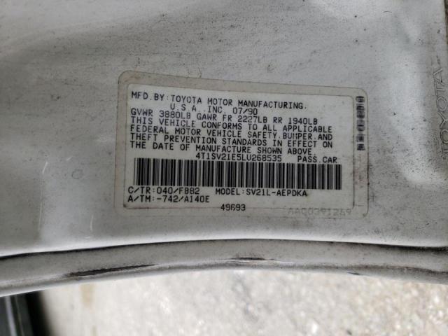 4T1SV21E5LU268535 - 1990 TOYOTA CAMRY DLX 白色 照片 12