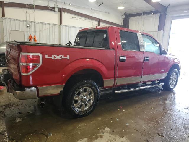 1FTFW1ET7BFB30519 - 2011 FORD F150 SUPERCREW RED photo 3