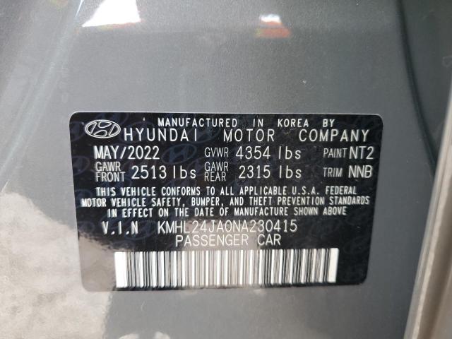 KMHL24JA0NA230415 - 2022 HYUNDAI SONATA SE GRAY photo 13