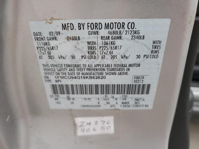 1FMCU94G19KB62620 - 2009 FORD ESCAPE LIMITED SILVER photo 13