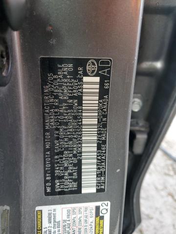 2T1KR32E65C445848 - 2005 TOYOTA COROLLA MA XR GRAY photo 12