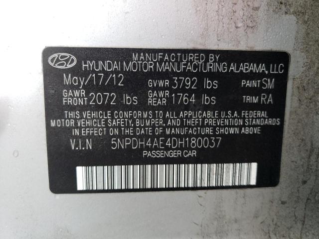 5NPDH4AE4DH180037 - 2013 HYUNDAI ELANTRA GLS SILVER photo 12