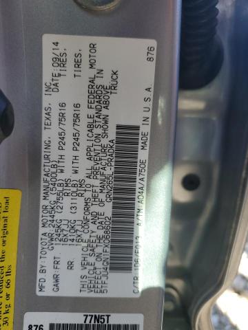 5TFJU4GN1FX068602 - 2015 TOYOTA TACOMA DOUBLE CAB PRERUNNER SILVER photo 12