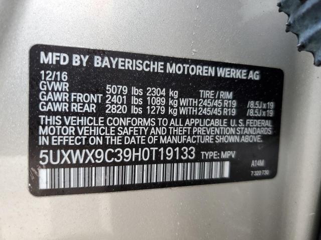 5UXWX9C39H0T19133 - 2017 BMW X3 XDRIVE28I BEIGE photo 13