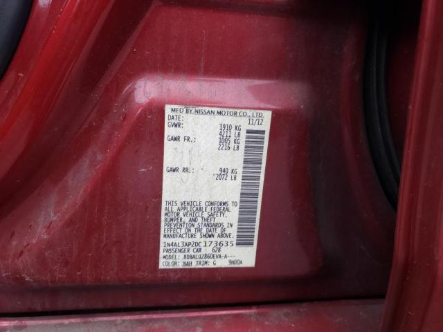 1N4AL3AP2DC173635 - 2013 NISSAN ALTIMA 2.5 RED photo 12