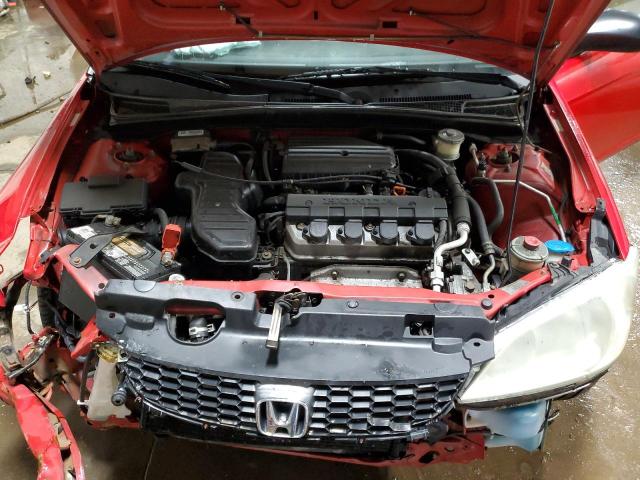 1HGEM22554L042619 - 2004 HONDA CIVIC LX RED photo 11