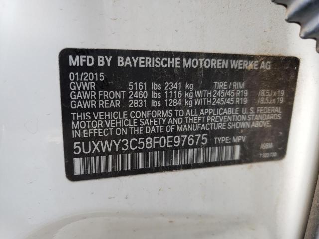 5UXWY3C58F0E97675 - 2015 BMW X3 XDRIVE28D WHITE photo 13