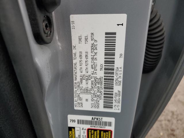 5TFUW5F12KX808552 - 2019 TOYOTA TUNDRA DOUBLE CAB SR/SR5 GRAY photo 12