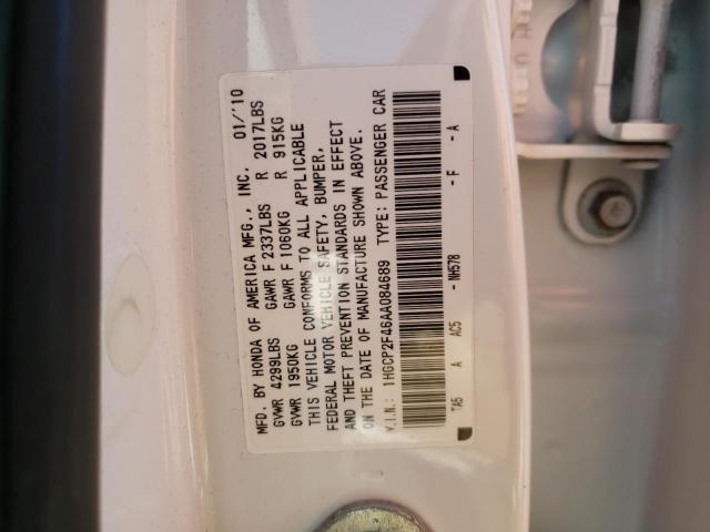 1HGCP2F46AA084689 - 2010 HONDA ACCORD LXP WHITE photo 12