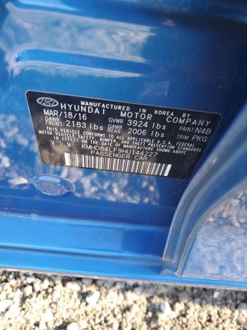 KMHD84LF9HU144227 - 2017 HYUNDAI ELANTRA SE BLUE photo 12