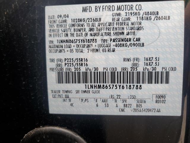 1LNHM86S75Y618788 - 2005 LINCOLN LS BLACK photo 12