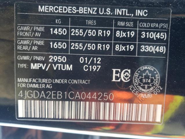 4JGDA2EB1CA044250 - 2012 MERCEDES-BENZ ML 350 BLUETEC BLACK photo 14