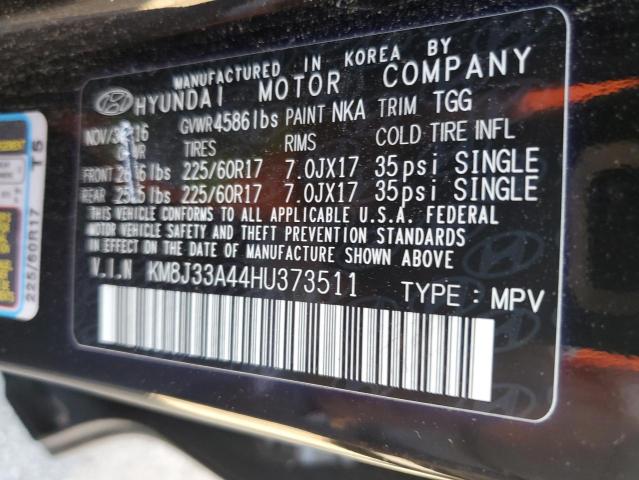 KM8J33A44HU373511 - 2017 HYUNDAI TUCSON LIMITED BLACK photo 13