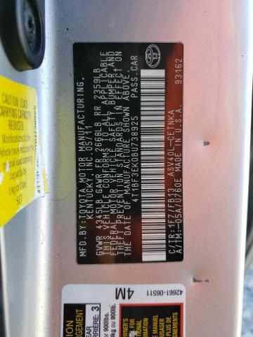 4T1BF3EK0BU738925 - 2011 TOYOTA CAMRY BASE SILVER photo 12