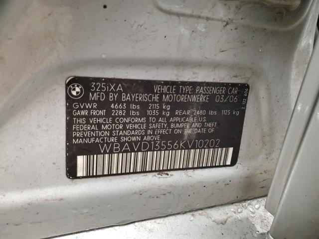 WBAVD13556KV10202 - 2006 BMW 325XI XI SILVER photo 13