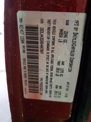 2B3LA43GX6H407307 - 2006 DODGE CHARGER SE RED photo 13