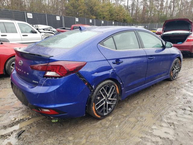 KMHD04LB5LU049774 - 2020 HYUNDAI ELANTRA SPORT BLUE photo 3