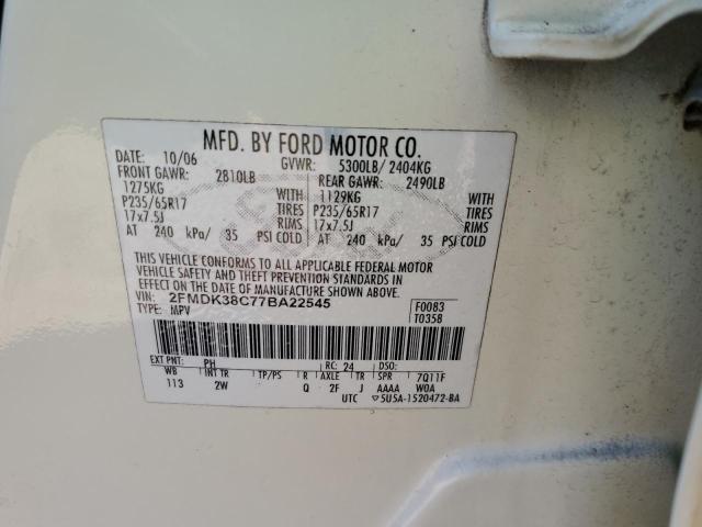 2FMDK38C77BA22545 - 2007 FORD EDGE SEL CREAM photo 13