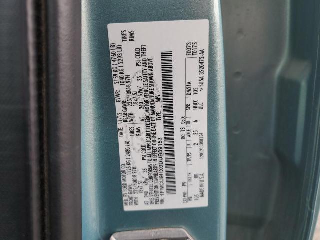 1FMCU9HX0DUB89153 - 2013 FORD ESCAPE SEL BLUE photo 13