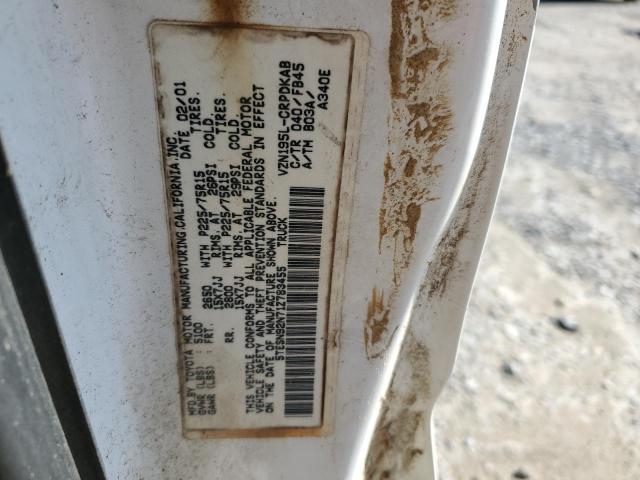 5TESN92N71Z783455 - 2001 TOYOTA TACOMA XTRACAB PRERUNNER 白色 照片 12