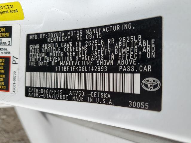 4T1BF1FKXGU142893 - 2016 TOYOTA CAMRY LE WHITE photo 13