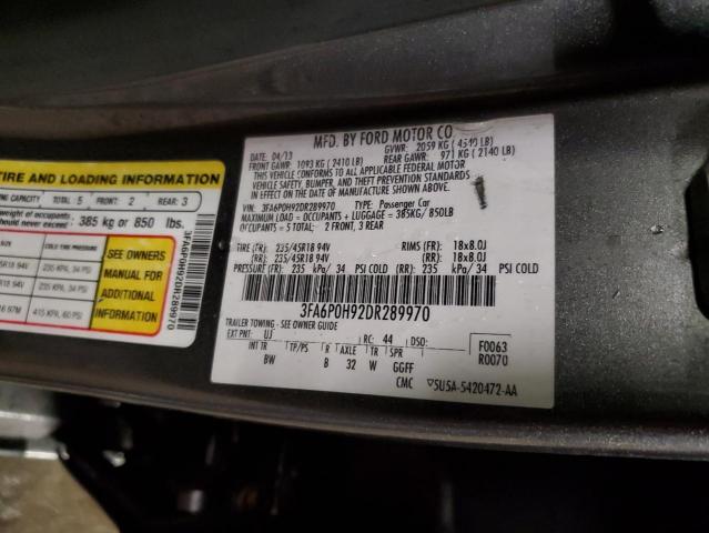 3FA6P0H92DR289970 - 2013 FORD FUSION SE GRAY photo 12